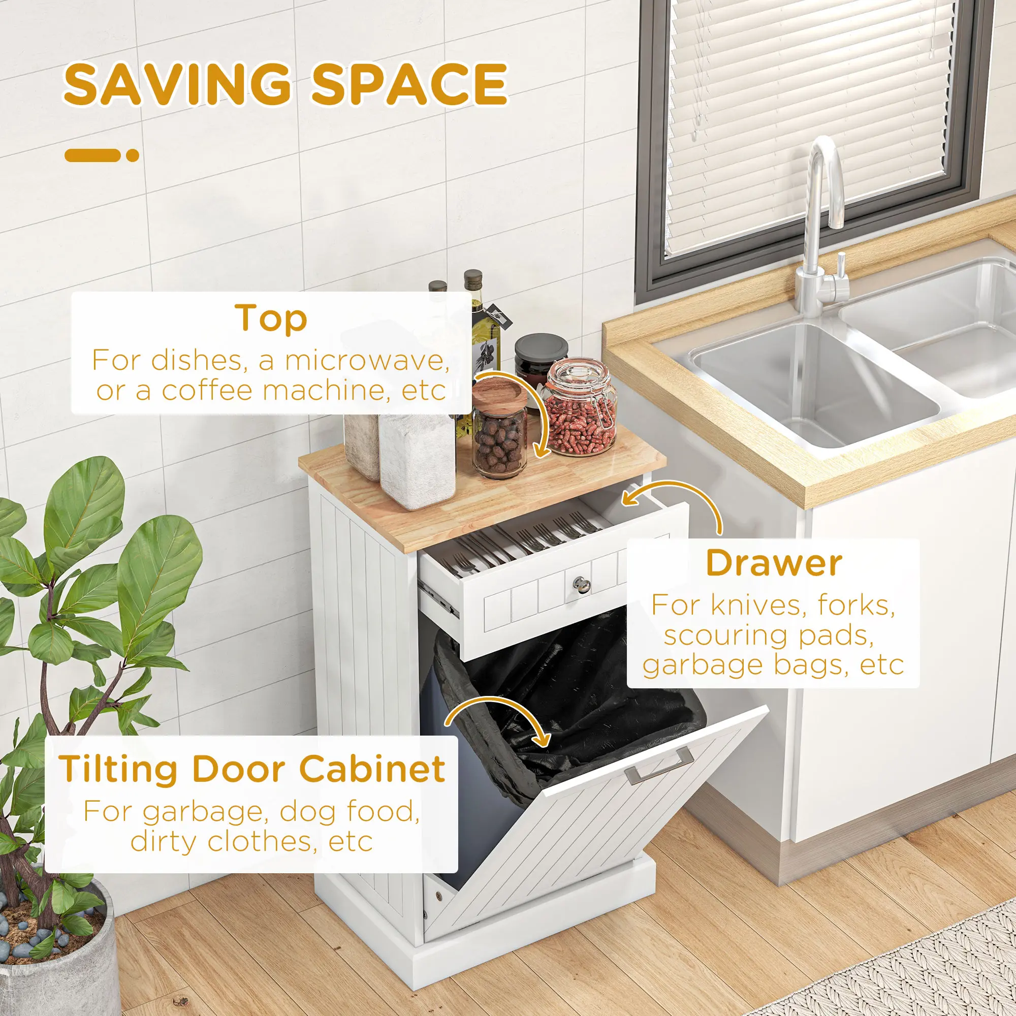 Mueble para cubo de basura con cajón Kitclt Out-Envío gratis