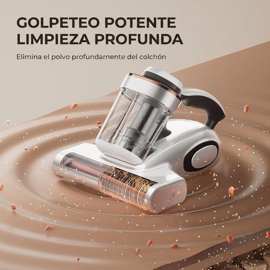 Aspiradora de ácaros con sensor de ácaros y pantalla LED inteligente, aspiradora de polvo de ácaros de 500 W con luz UV y ultrasonido, para alérgicos, elimina el 99,9 % de los alérgenos de colchones, camas y sofás