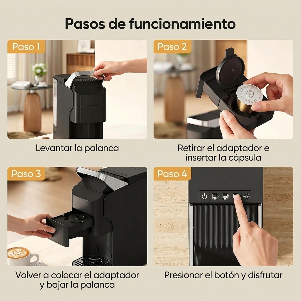 Cafetera Multicápsulas 3 en 1, Máquina de Café Compatible con Cápsula Nespresso, Dolce Gusto, ESE y Polvo, Depósito 920 mL, 20 bares de Presión, Autolimpieza y Precalentamiento, Negro Mate