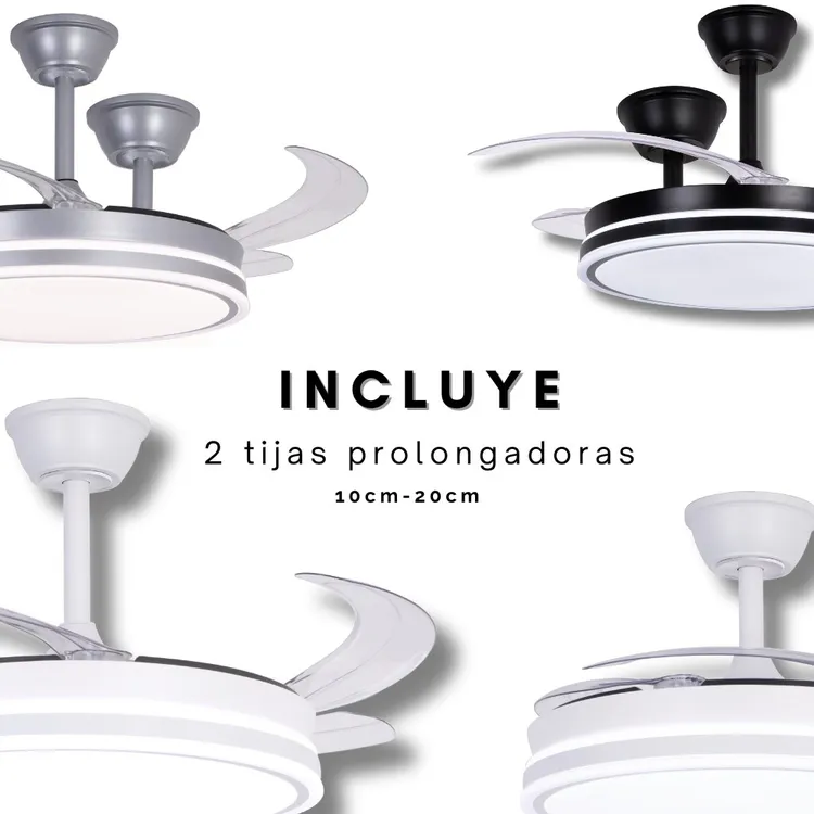 Pack de 2 Ventiladores de Techo con Luz LED, Motor DC 48W, Regulables, 3 Temperaturas de Color, 5280 lm-Envío gratuito