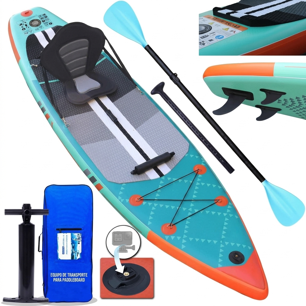 Tabla de paddle surf hinchable (SUP), set con accesorios completos, 330 x 76 x 15 cm, capacidad de carga hasta 150 kg