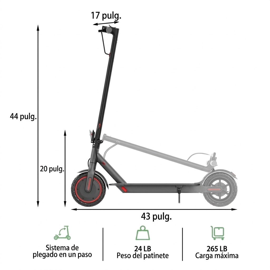 Patinete eléctrico: equipado con un motor de 350 W, una velocidad máxima de 25 km/h, una autonomía de 25 km, neumáticos macizos de nido de abeja de 8,5 pulgadas, un sistema de doble frenado y control mediante aplicación inteligente; diseño de cuadro de al