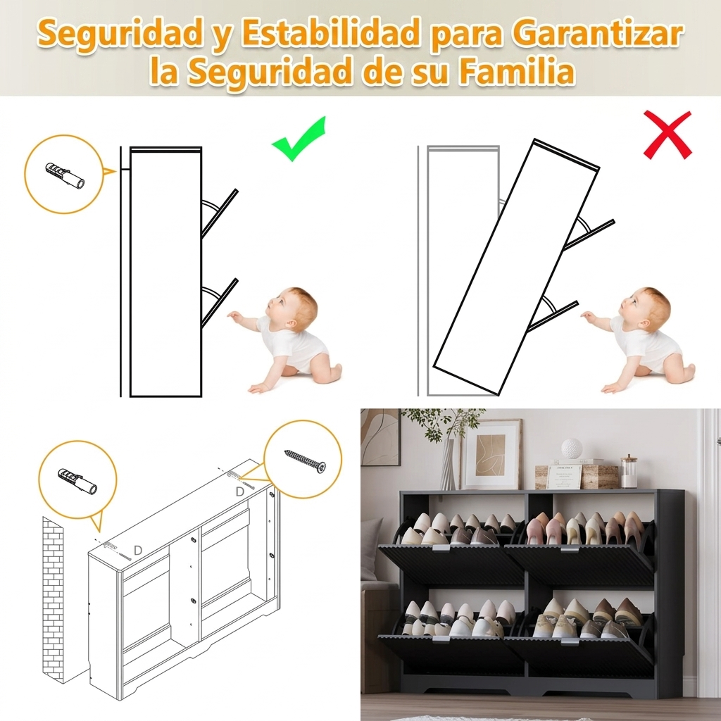 Zapatero para recibidor con 4 cajones abatibles, zapatero negro estriado con estantes ajustables, zapatero de madera oculto, independiente, estrecho y delgado, para pasillo, entrada, artículos esenciales para dormitorios, decoración del hogar