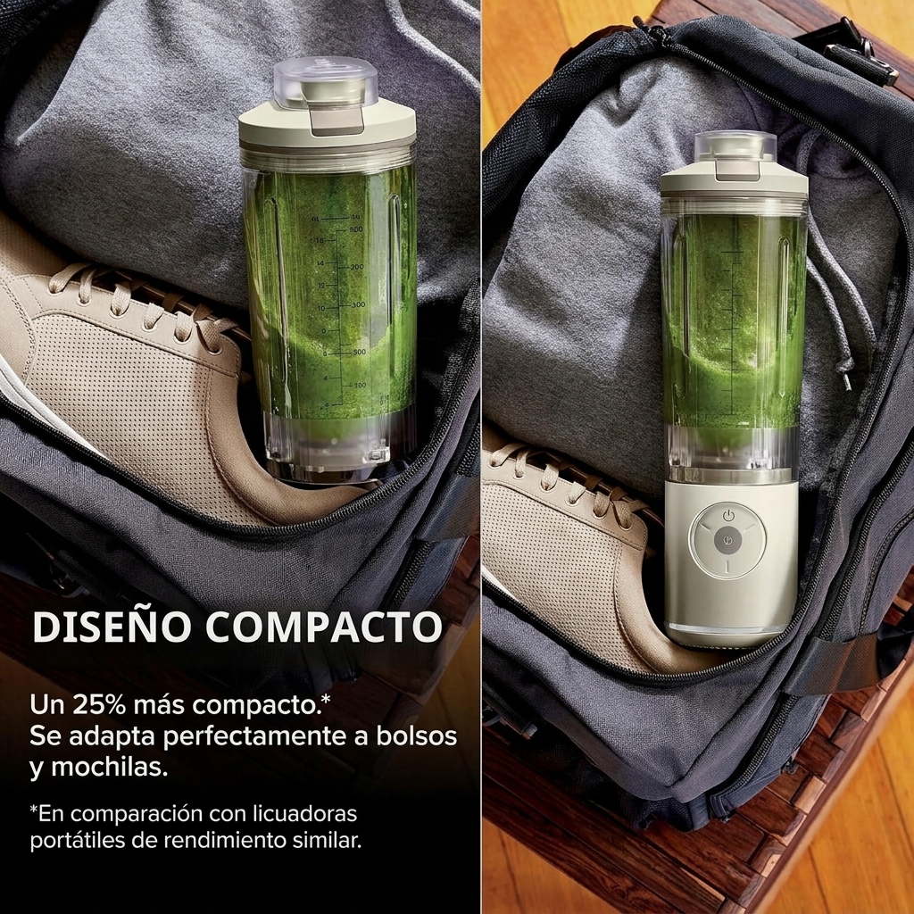 Batidora Portátil Inalámbrica para Batidos, 650 ml, para Smoothies, Bebidas Frías y Hielo, Tapa Antifugas, Sin BPA y Apta para Lavavajillas