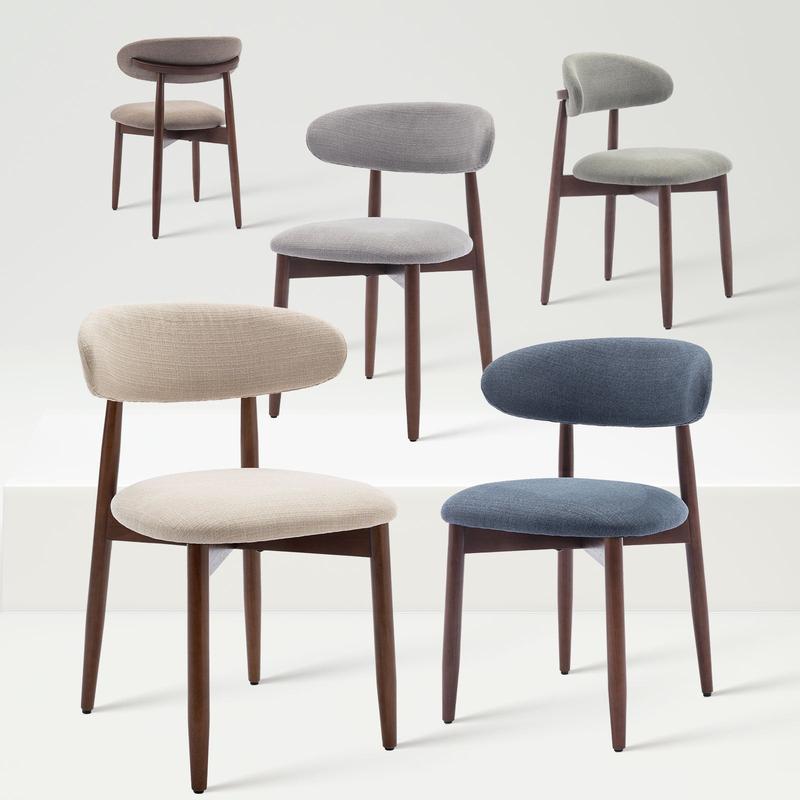 Juego de 2-Silla de Comedor Tapizada Moderna con Madera Natural, Tela de Alta Calidad y Respaldo Ergonómico, Silla Cómoda y Elegante para Comedor, Cocina, Salón, Dormitorio y Oficina