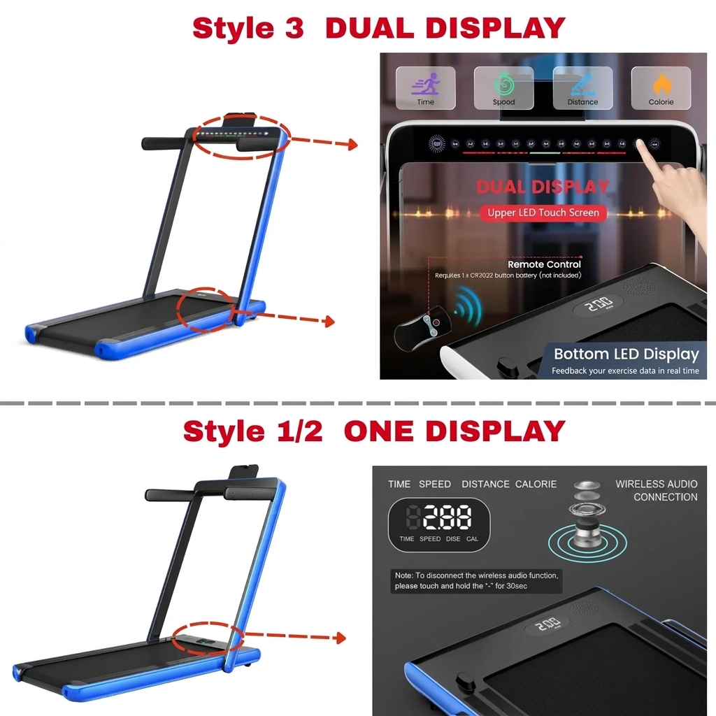 Cinta de correr 2 en 1, cinta plegable para caminar a 7,5 MPH con aplicación inteligente y mando a distancia, pantalla LED con Bluetooth, máquina de correr compacta ideal para espacios reducidos, cinta de correr plegable y portátil que cabe debajo de d
