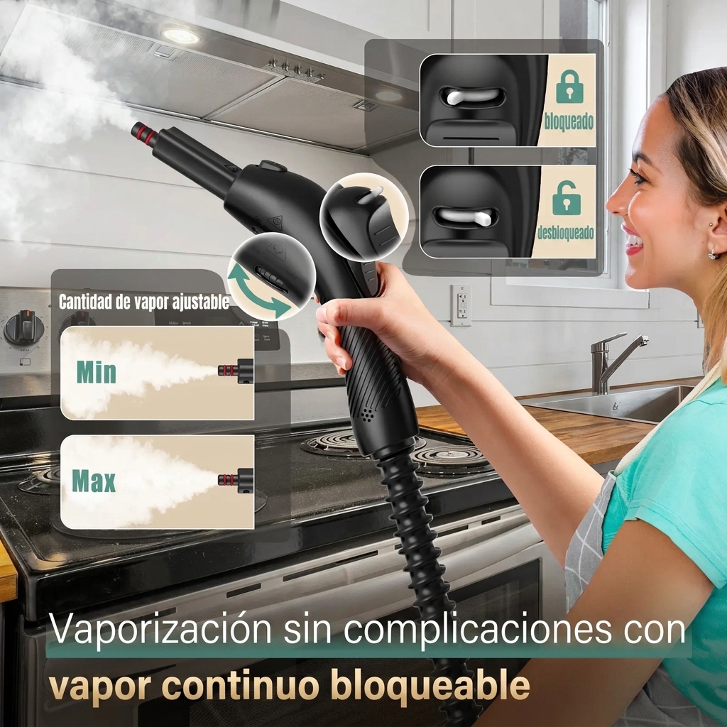 Limpiador a vapor de alta presiónde 1800 W - 28 accesorios