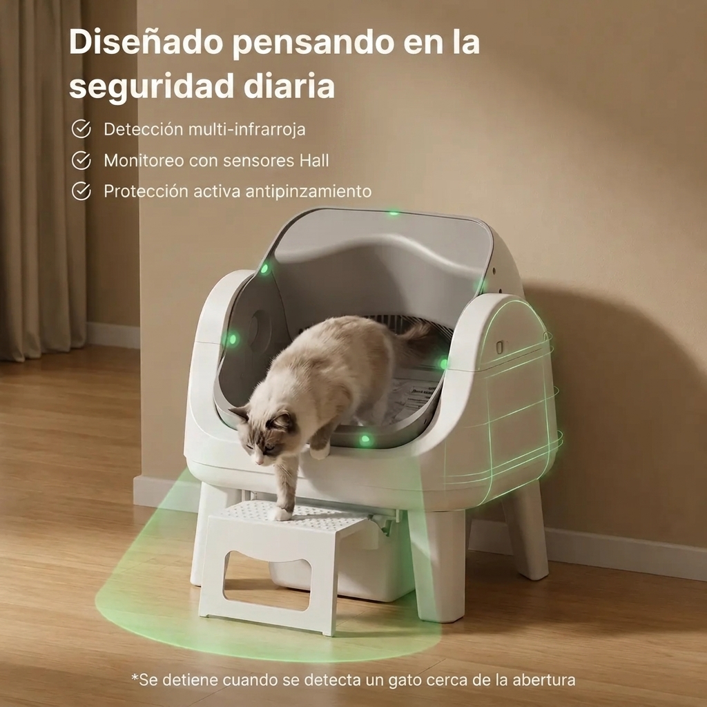 Bandeja sanitaria inteligente: bandeja sanitaria automática con la parte superior abierta