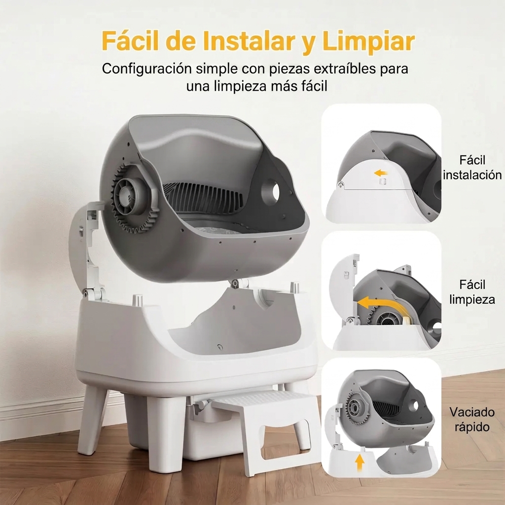 Bandeja sanitaria inteligente: bandeja sanitaria automática con la parte superior abierta