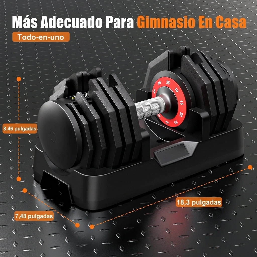 Mancuernas ajustables de 55 libras: set de gimnasio en casa 5 en 1