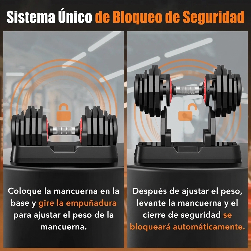 Mancuernas ajustables de 55 libras: set de gimnasio en casa 5 en 1