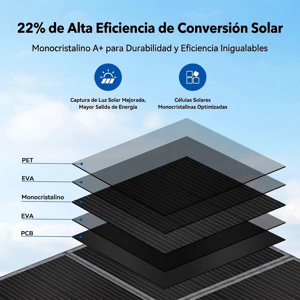 Panel solar portátil de 400 W: cargador de alta eficiencia
