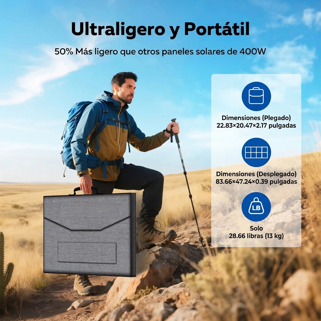 Panel solar portátil de 400 W: cargador de alta eficiencia