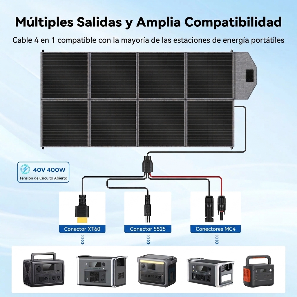 Panel solar portátil de 400 W: cargador de alta eficiencia
