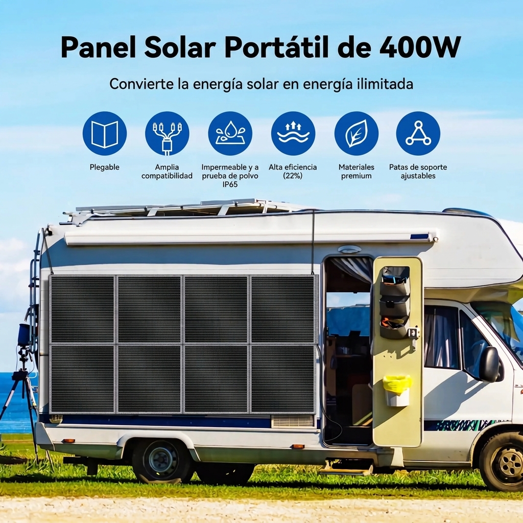 Panel solar portátil de 400 W: cargador de alta eficiencia