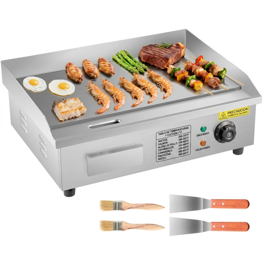 Plancha eléctrica de 21 pulgadas – Parrilla de acero inoxidable de 1750 W