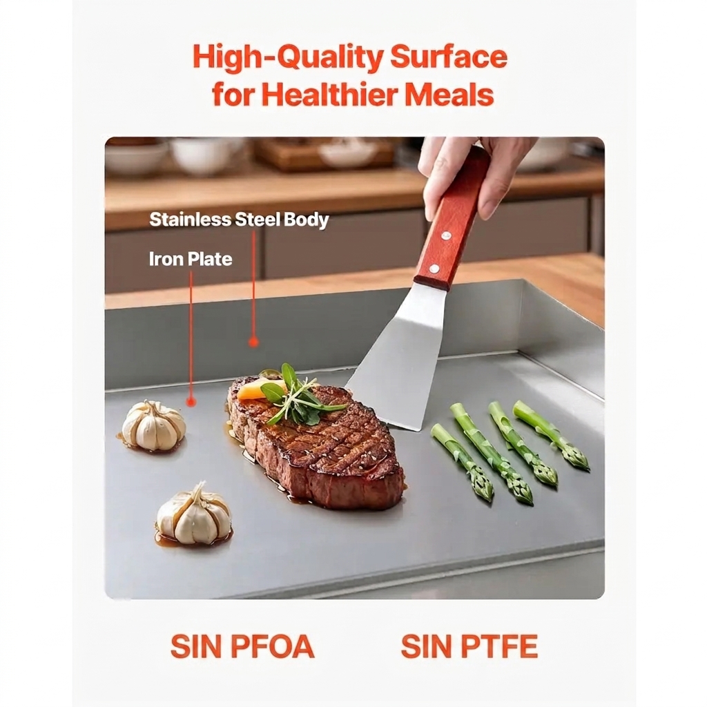Plancha eléctrica de 21 pulgadas – Parrilla de acero inoxidable de 1750 W