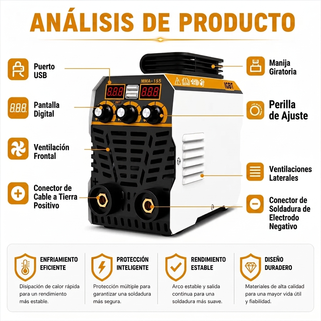 Máquina de soldar portátil - 110 V/220 V, 120 A