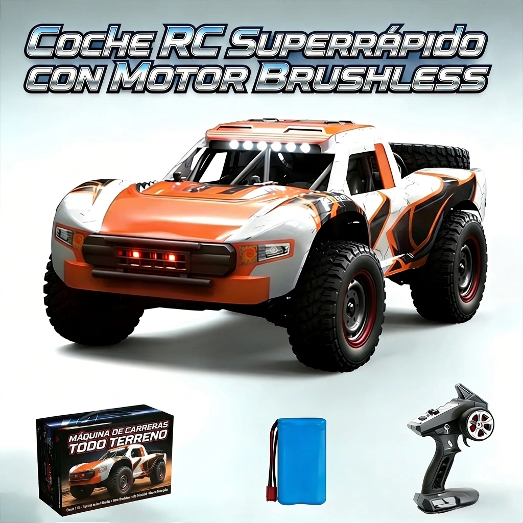 Coche RC todoterreno con motor sin escobillas, tracción 4WD y alta velocidad (más de 70 km/h)