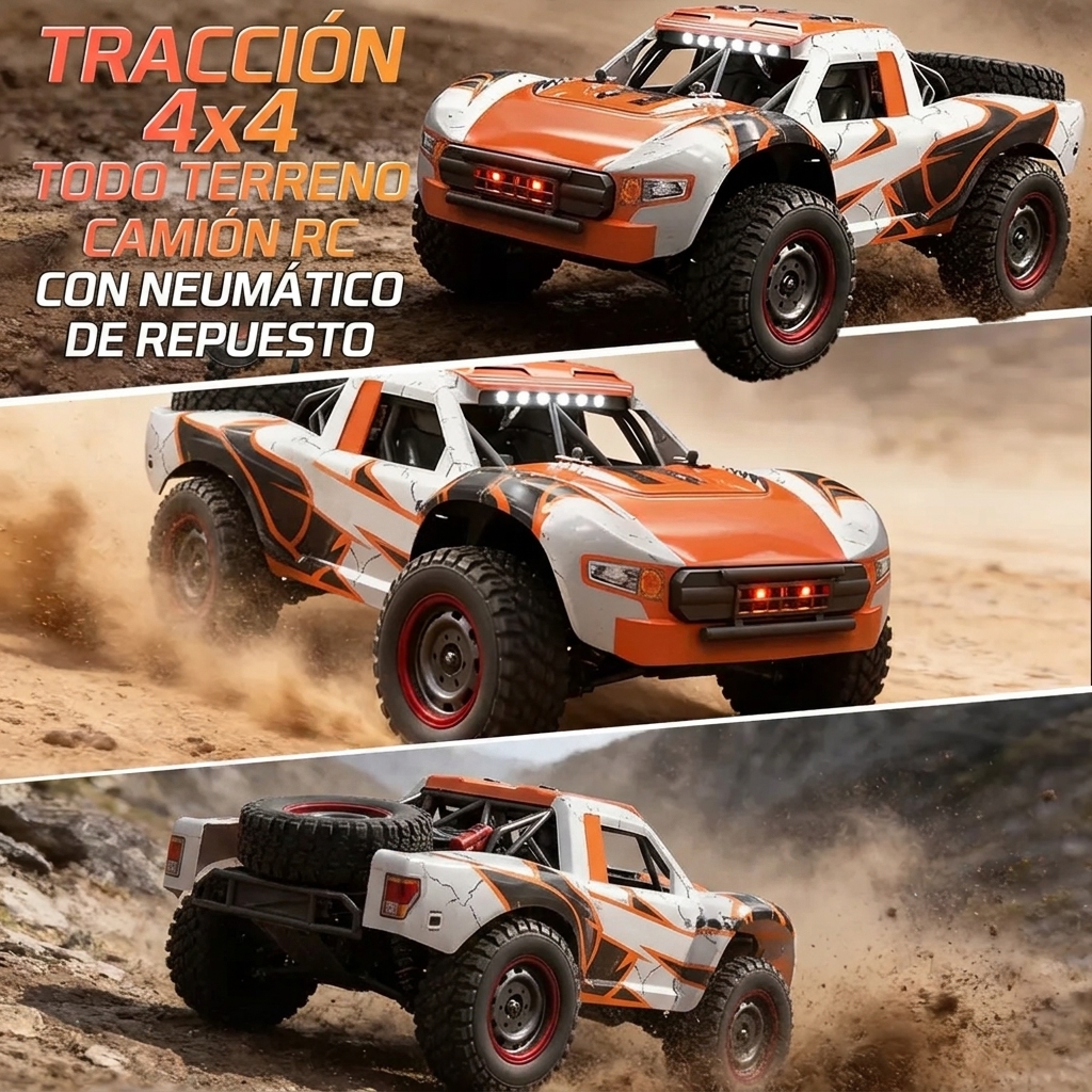 Coche RC todoterreno con motor sin escobillas, tracción 4WD y alta velocidad (más de 70 km/h)