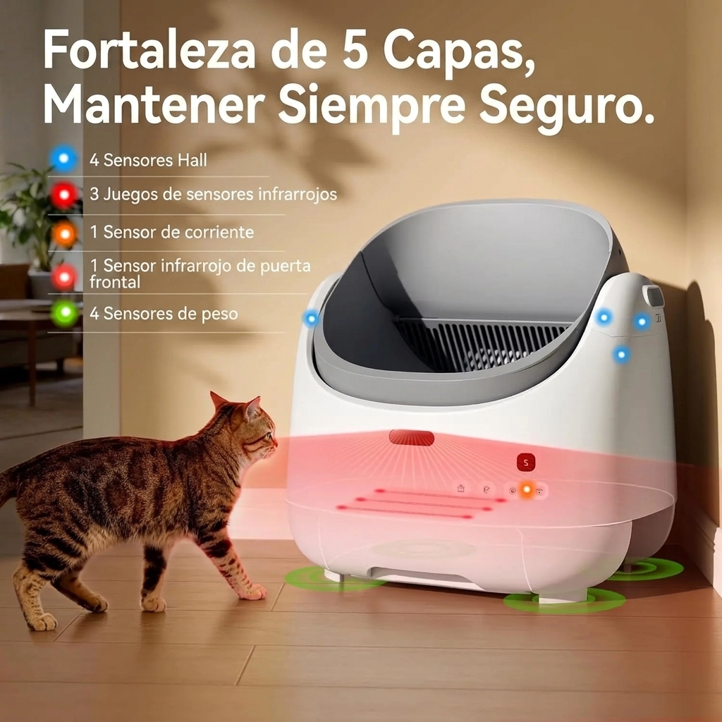 Arenero automático para gatos: autolimpiable, control por aplicación, sin olores-Envío gratis