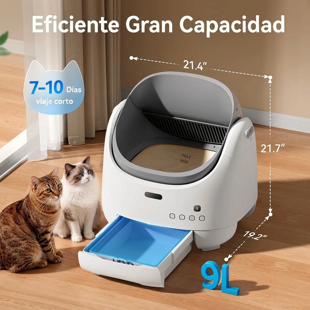 Arenero automático para gatos: autolimpiable, control por aplicación, sin olores-Envío gratis