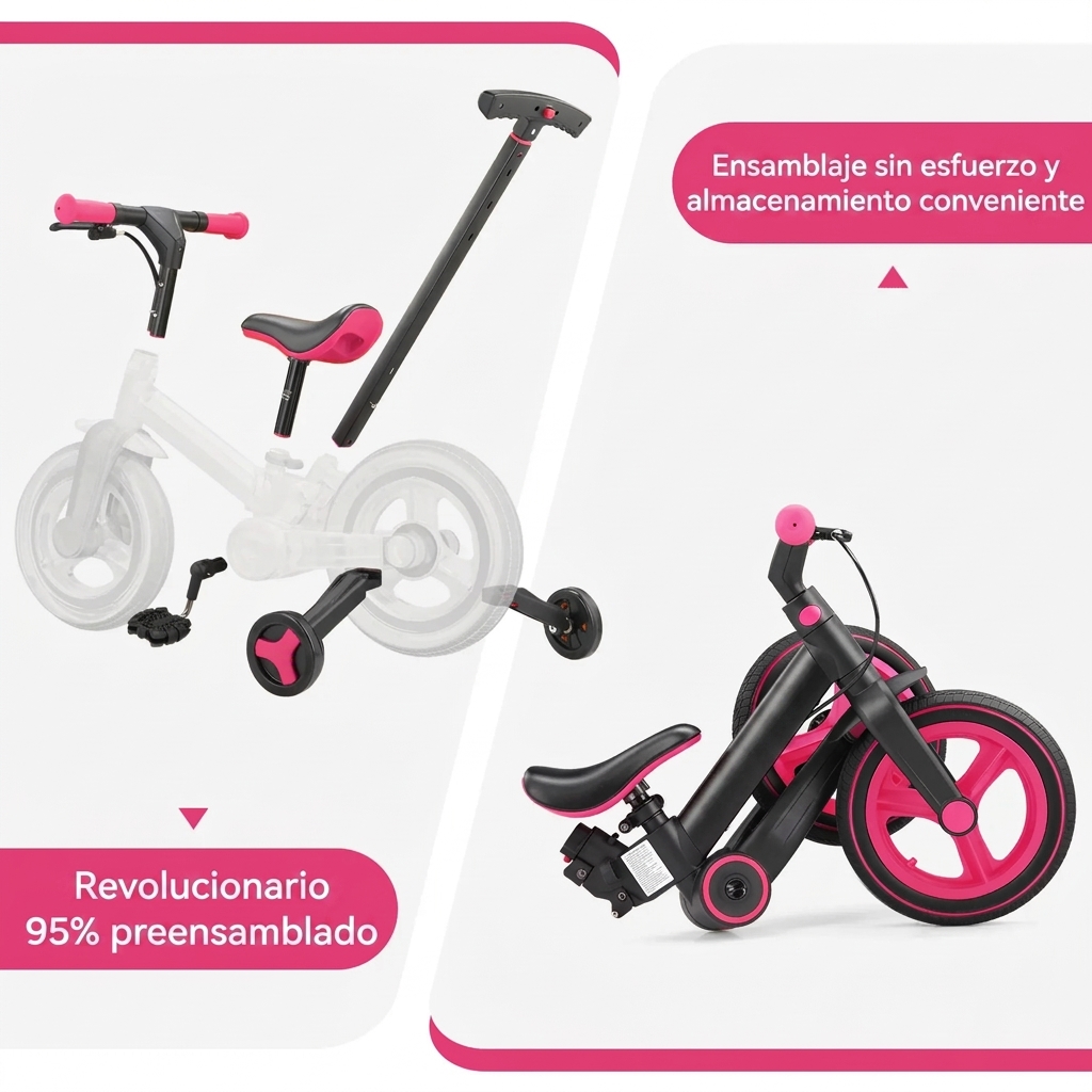 Bicicleta de equilibrio 6 en 1 para niños pequeños con ruedas de entrenamiento