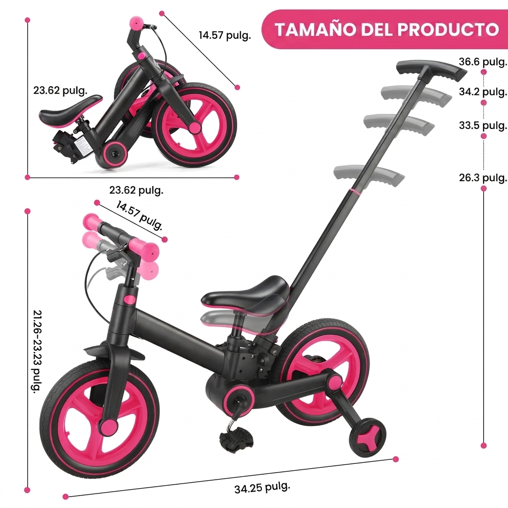 Bicicleta de equilibrio 6 en 1 para niños pequeños con ruedas de entrenamiento