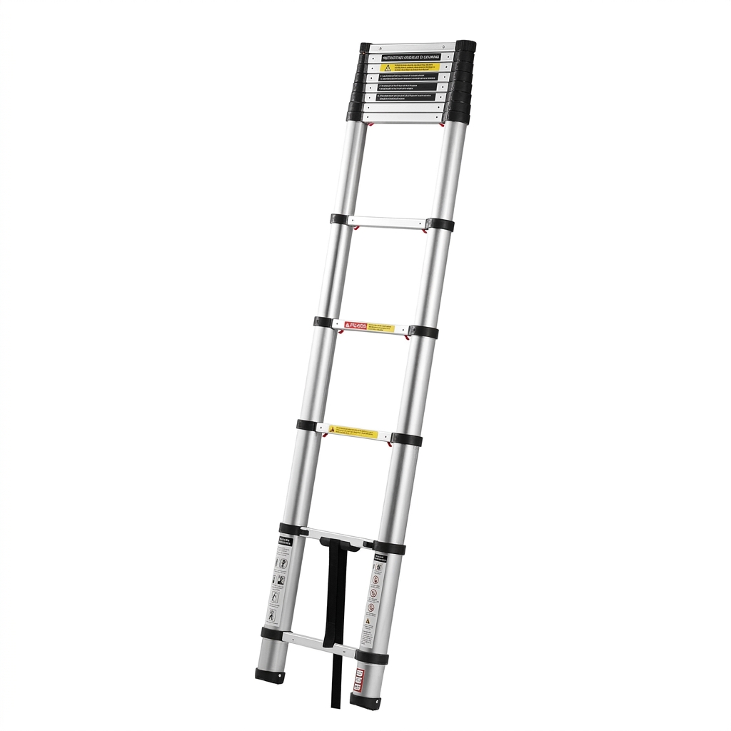 Escalera telescópica portátil: capacidad de carga de 400 lb, portátil y segura.