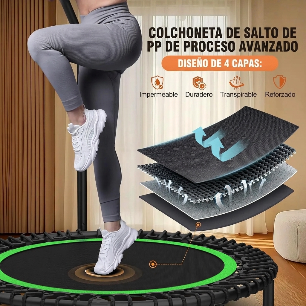 Cama elástica plegable de 48 pulgadas para ejercicio en interiores, con manillar ajustable