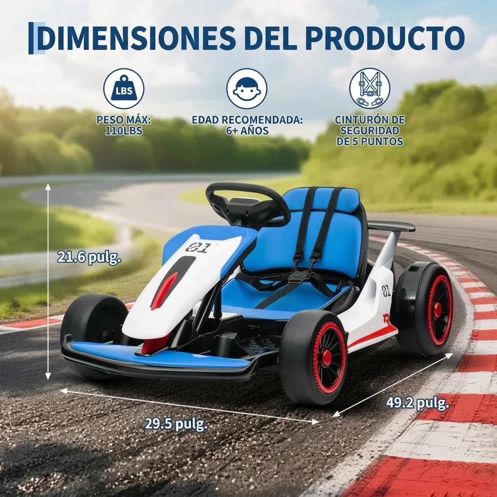 Go-kart eléctrico de derrape para niños - Motores de 200 W