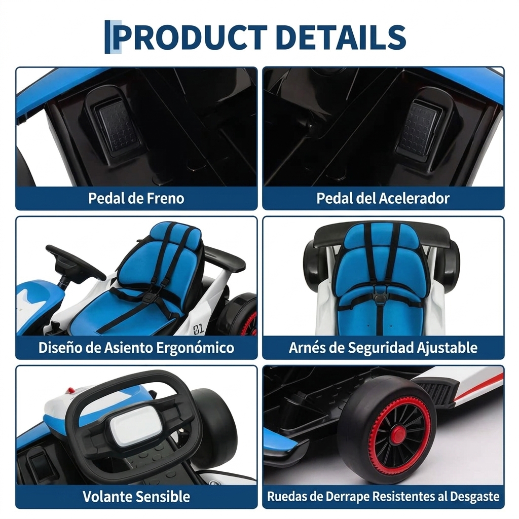 Go-kart eléctrico de derrape para niños - Motores de 200 W