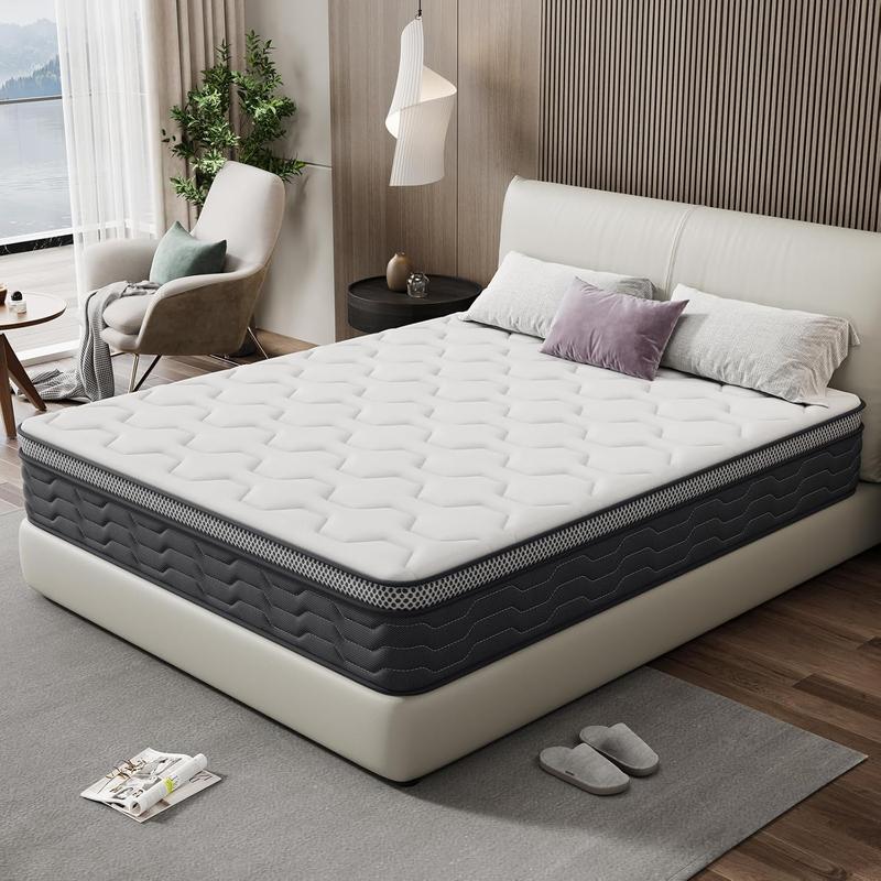 Colchón Híbrido de Muelles y Espuma Viscoelástica, Transpirable, Antibacteriano, Hipoalergénico, Absorbente de Humedad, 135x190x27 cm, 90x190cm, 105x190cm, 150x190cm, al. 27 cm