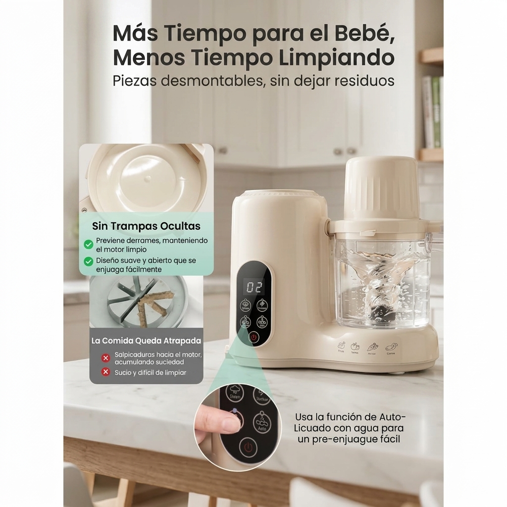 Máquina para preparar y procesar alimentos para bebés con cesta de vapor | Vaporera, batidora y máquina para hacer purés caseros | Vaporización, batidora y molinillo automáticos | Sin BPA | Para bebés de 6 meses en adelante