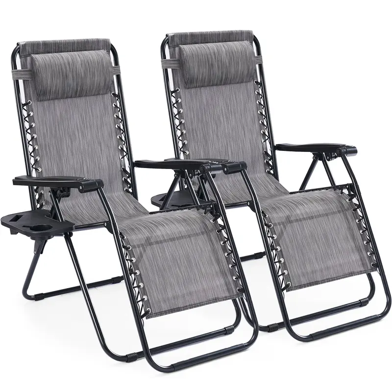 Juego de 2 tumbonas plegables «Zero Gravity» con portavasos
