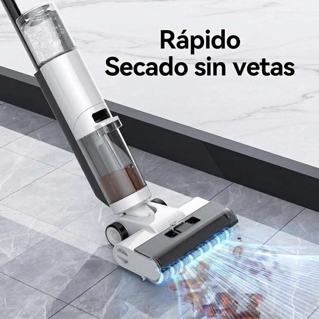 Aspiradora inalámbrica para sólidos y líquidos: fregadora de suelos inalámbrica para sólidos y líquidos, compatible con limpieza de bordes de 6 mm, autolimpiante, depósito de agua de 850 ml y función antienredos, adecuada para suelos duros y para limpiar 
