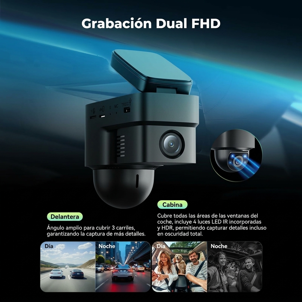 Cámara de Seguridad para Coche 4G LTE sin Suscripción, Vista Remota en Tiempo Real, GPS, Monitorización 24/7, Alertas Inteligentes y Grabación en la Nube
