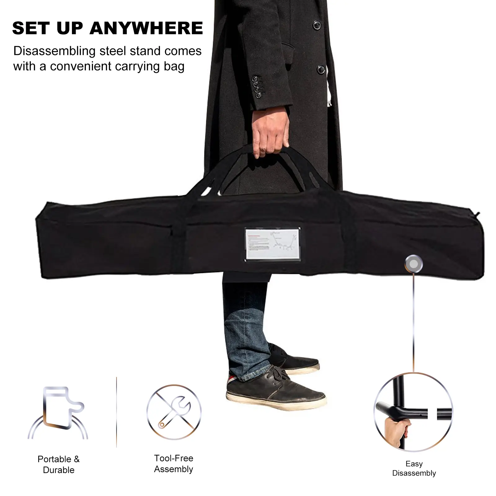 Hamaca estilo brasileño con soporte de acero y bolsa de transporte