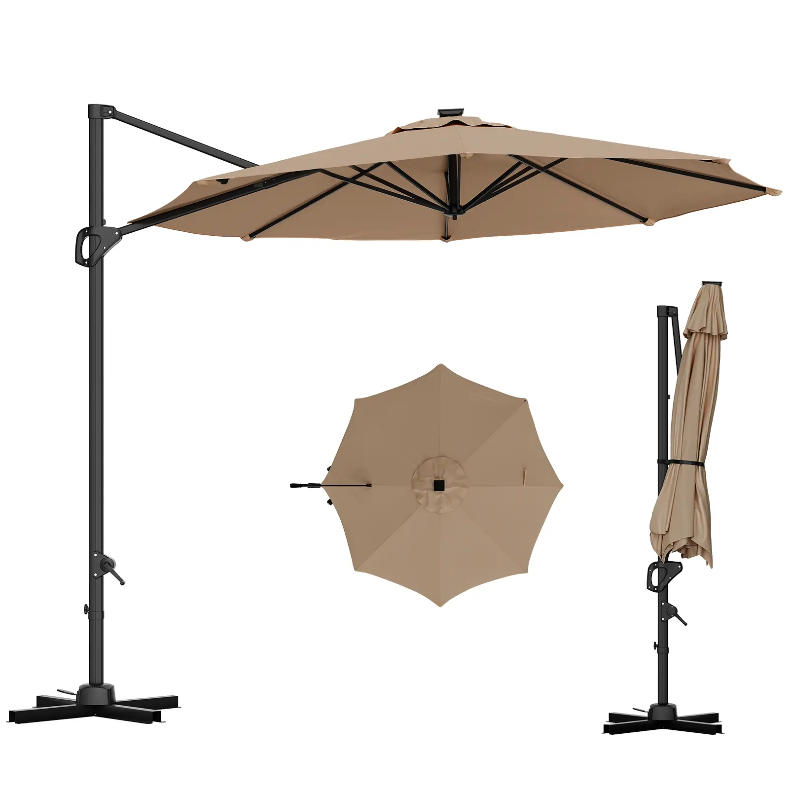 Sombrilla de patio en voladizo Garvee de 10 pies con rotación de 360°