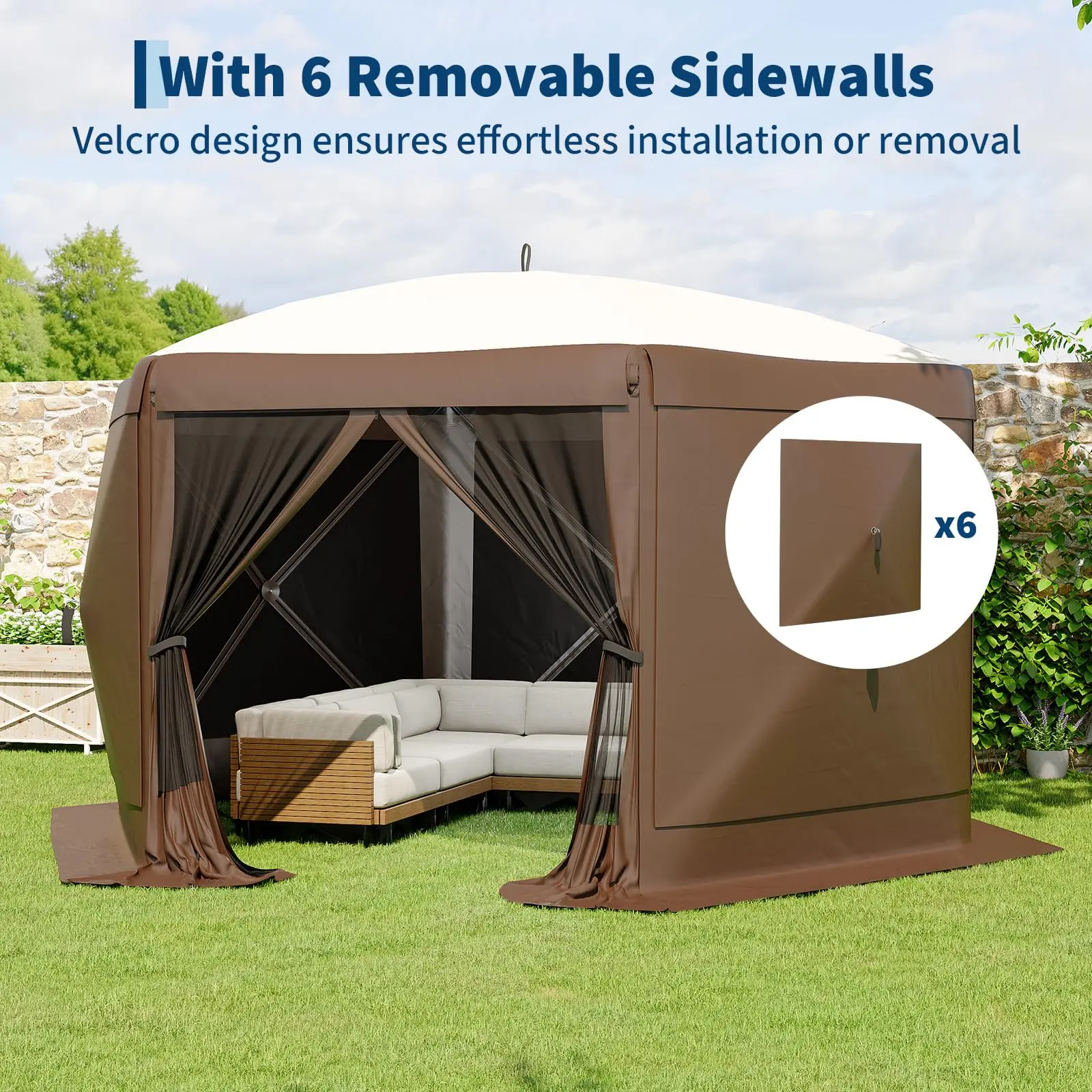 Carpa plegable hexagonal de 13 x 13 pies para exteriores
