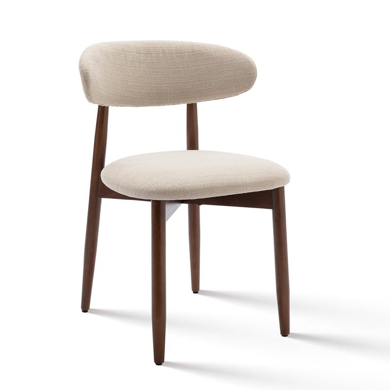 Juego de 2-Silla de Comedor Tapizada Moderna con Madera Natural, Tela de Alta Calidad y Respaldo Ergonómico, Silla Cómoda y Elegante para Comedor, Cocina, Salón, Dormitorio y Oficina
