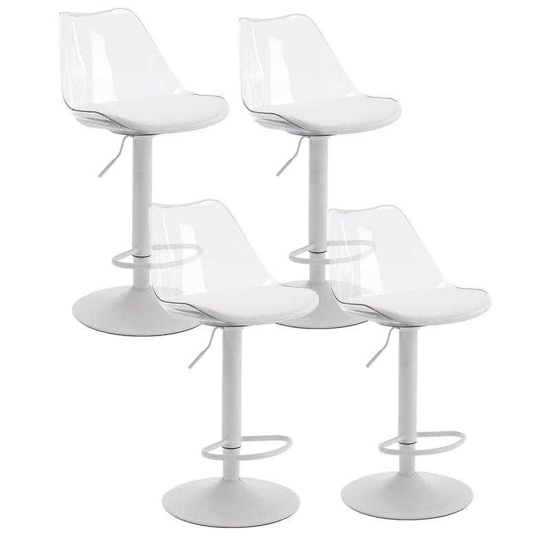 Juego de 2 taburetes de bar de acrílico transparente: giratorios y ajustables