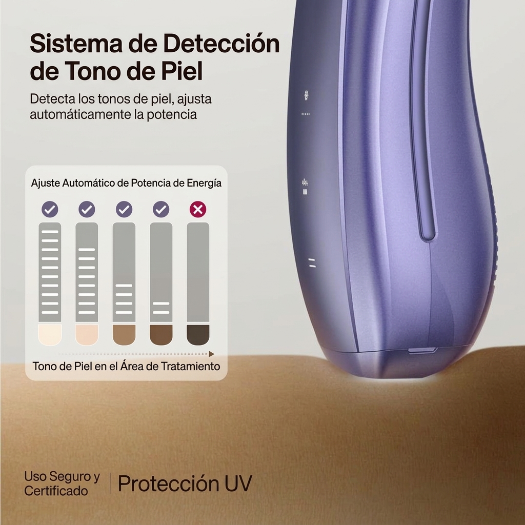 Depiladora IPL para Mujer y Hombre, Luz Pulsada para Depilación en Casa, Enfriamiento por Hielo, Sensor de Piel, 2 Luces, Modo SHR y Cuidado de la Piel