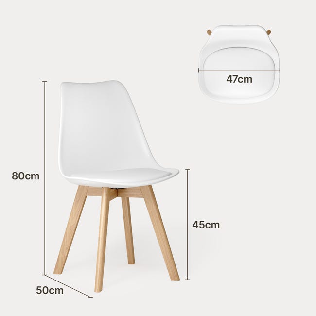 Pack de 4/6 Sillas de Comedor Acolchadas, Diseño Nórdico Tipo Tulipán, Carcasa de Polipropileno con Cojín de Polipiel y Patas de Madera de Haya