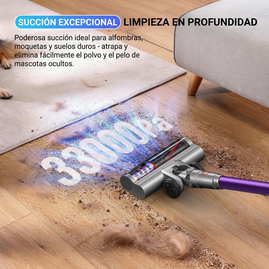 [Lanzamiento de nuevo producto en 2026] Aspiradora inalámbrica multifuncional, 45 minutos de autonomía, 180 W de potente succión, aspiradora de mano vertical, equipada con filtro HEPA, ligera y portátil, potente succión, cabezal de cepillo antienredos, lu