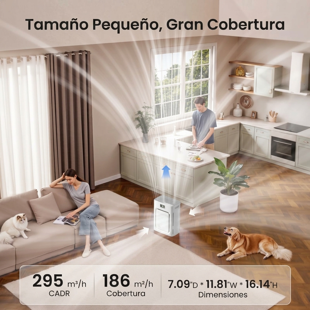 Purificador de Aire para Mascotas con Filtro HEPA H13, Elimina Pelo, Olores y Alérgenos