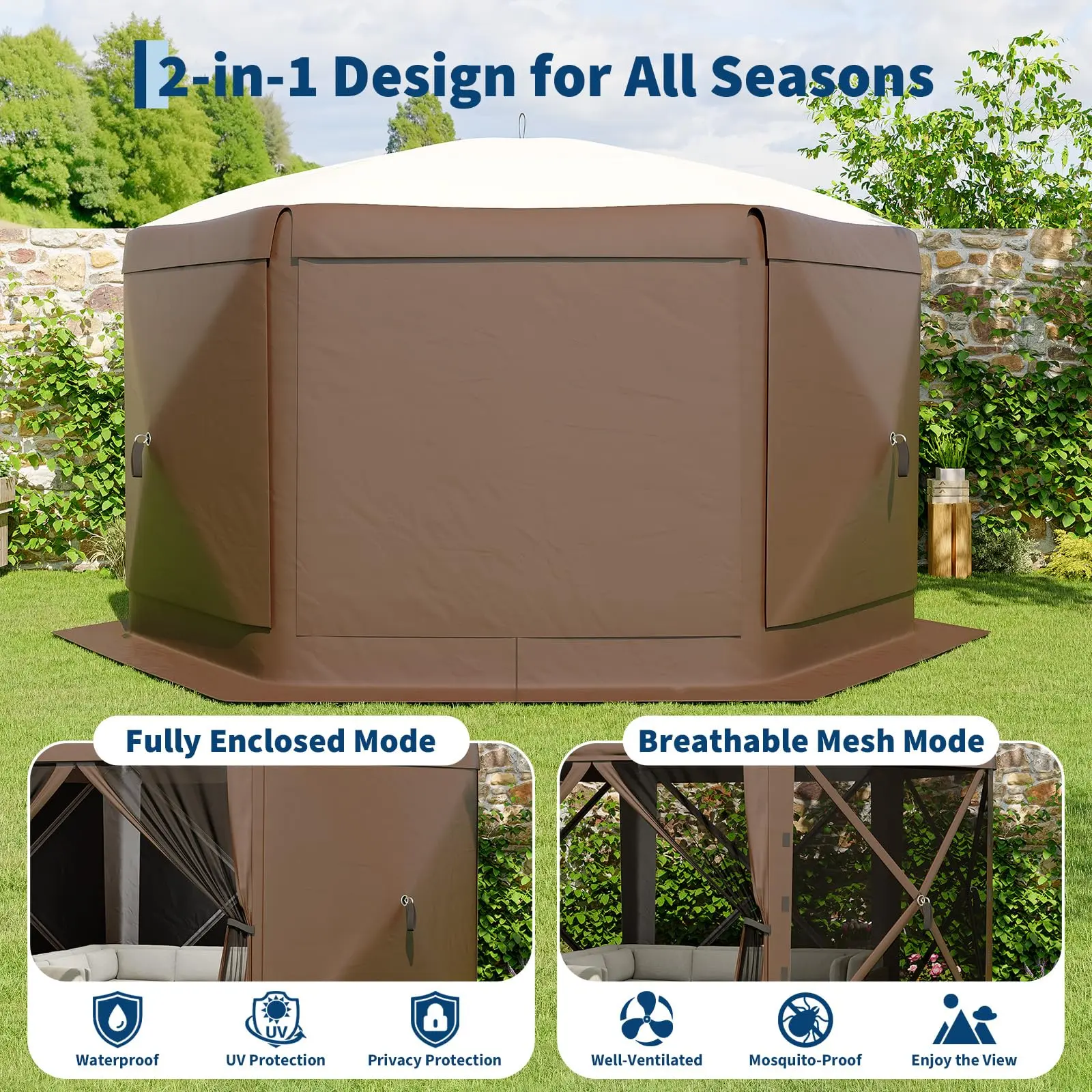 Carpa plegable hexagonal de 13 x 13 pies para exteriores