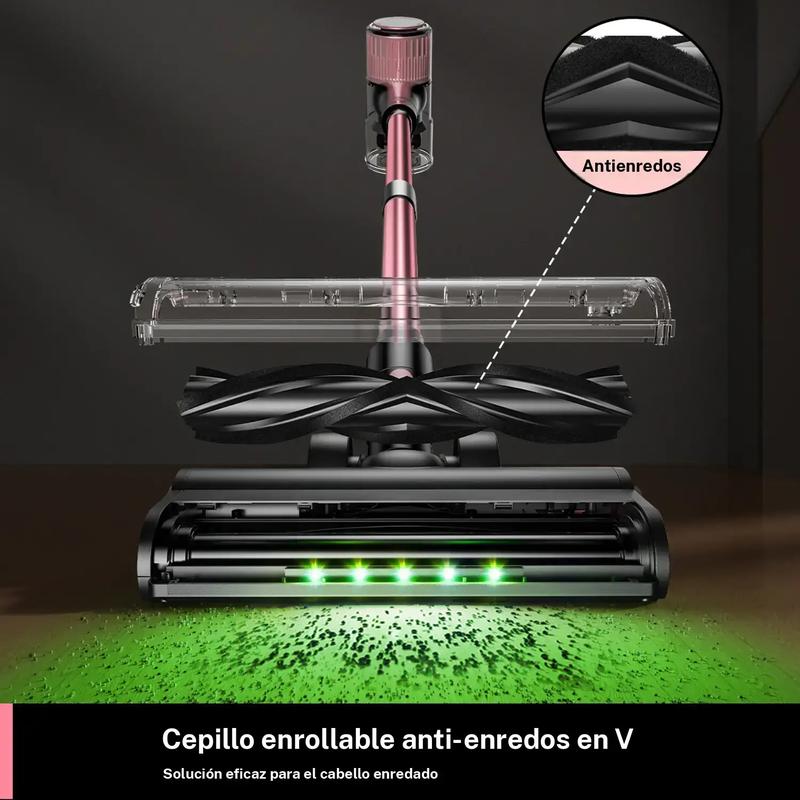 Aspiradora sin cable, recargable e inalámbrica, potente succión, ligero, pantalla LED, 3 modos de succión, batería desmontable, para suelos duros, alfombras y pelo de mascotas