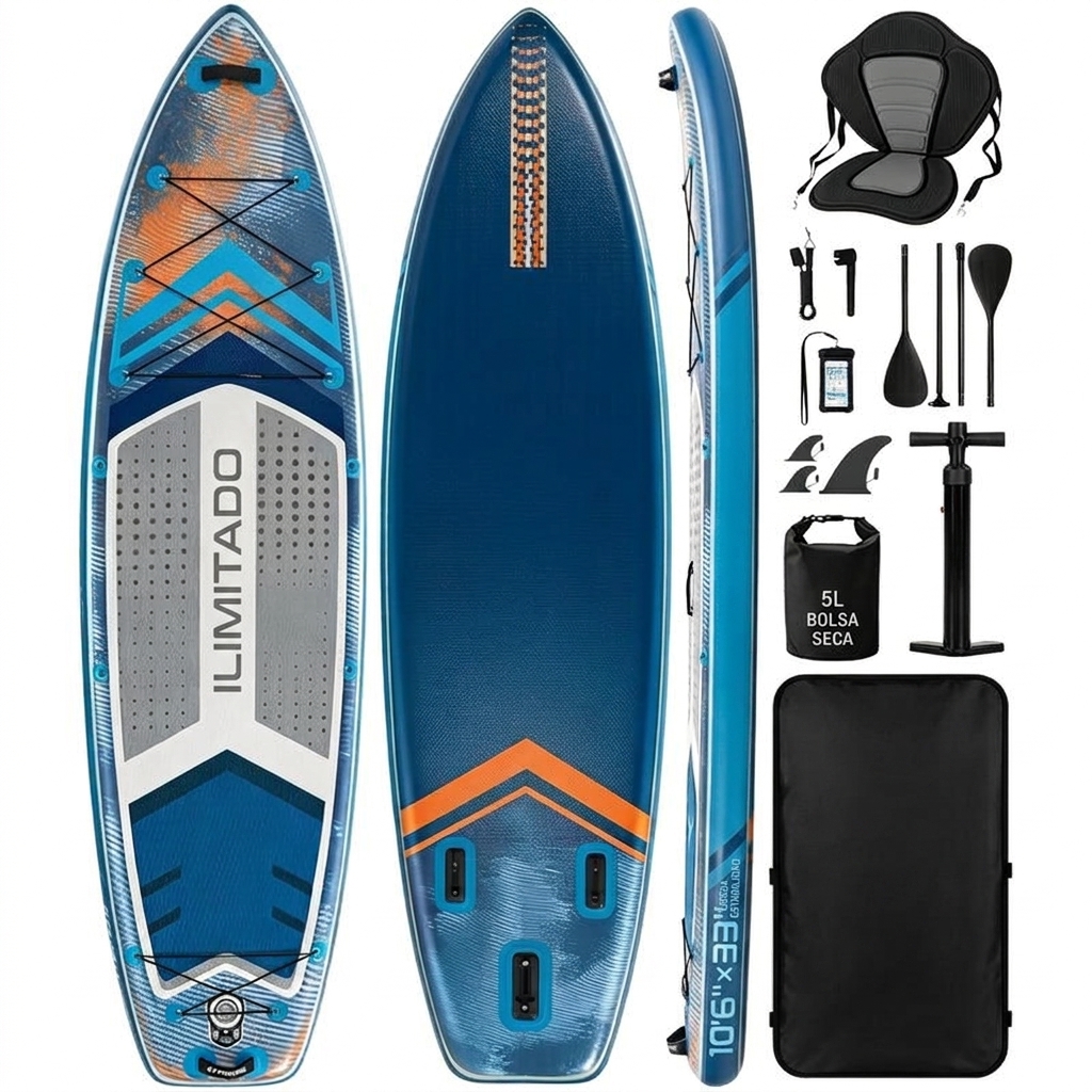Tabla de paddle surf con todo el equipo incluido, tabla inflable para principiantes y familias, 323 x 83 x 15 cm, tabla SUP estable, capacidad de carga hasta 200 kg, cubierta de EVA antideslizante para adultos