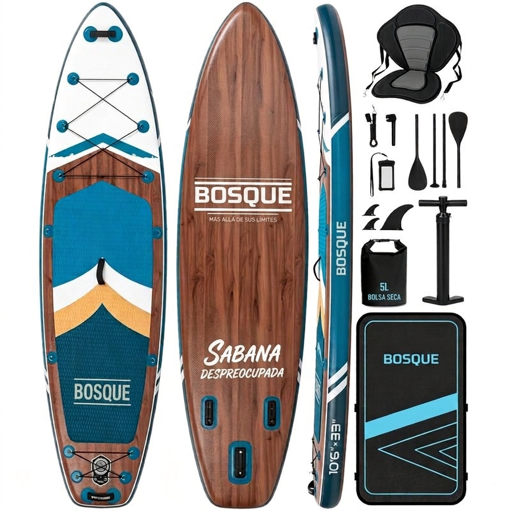 Tabla de paddle surf con todo el equipo incluido, tabla inflable para principiantes y familias, 323 x 83 x 15 cm, tabla SUP estable, capacidad de carga hasta 200 kg, cubierta de EVA antideslizante para adultos